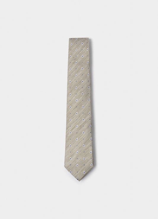Corbata paisley de seda y lino Hackett London, verde musgo (MOSS-GREEN)