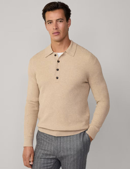 KNIT RIB LS POLO